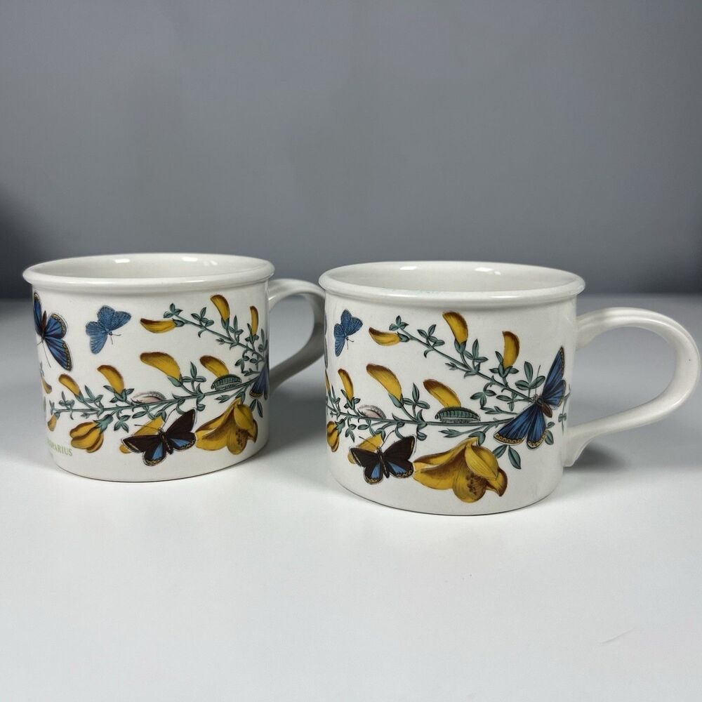 Portmeirion Botanic Garden Flat Drum Style Mugs Set Of 2 Cytisis Scoparius Broom